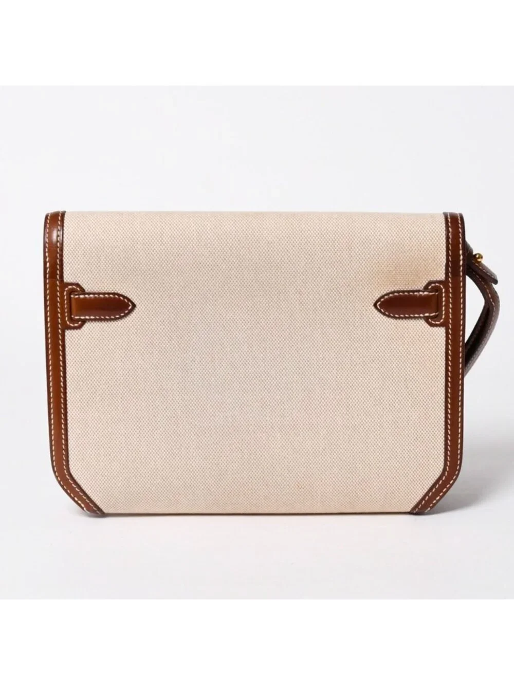 Hermes Kelly Depeches 25 Clutch Beige Brown Toile H Barenia Time